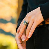 __22 Ring Uneven Luster 0 純チタン製リング 装着イメージ 女性モデル着用 クローズアップ